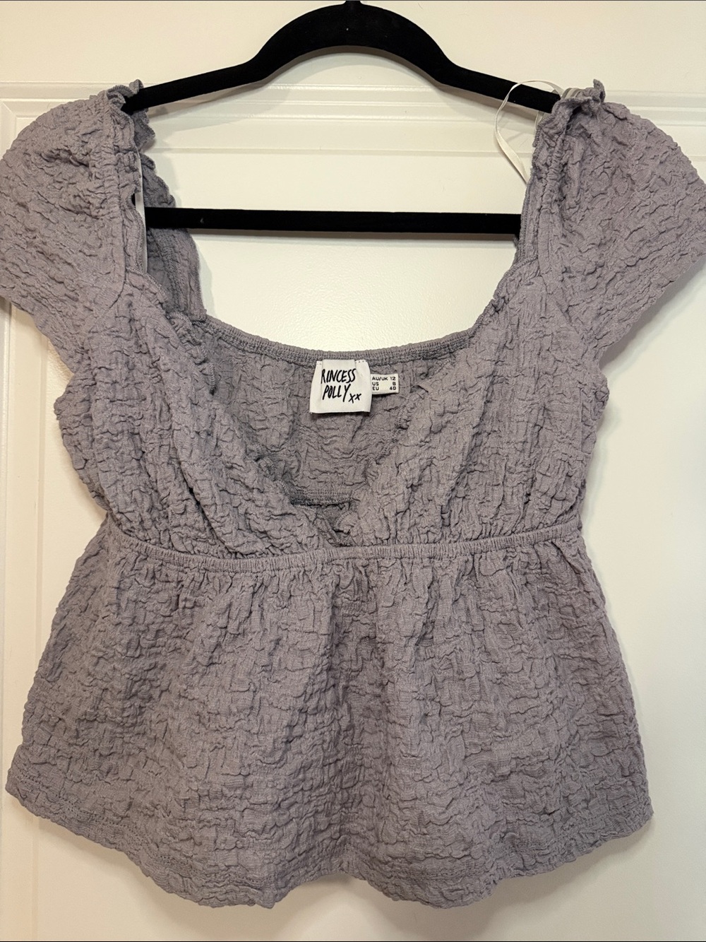Princess Polly Lilac Crinkle Peplum Crop Top
